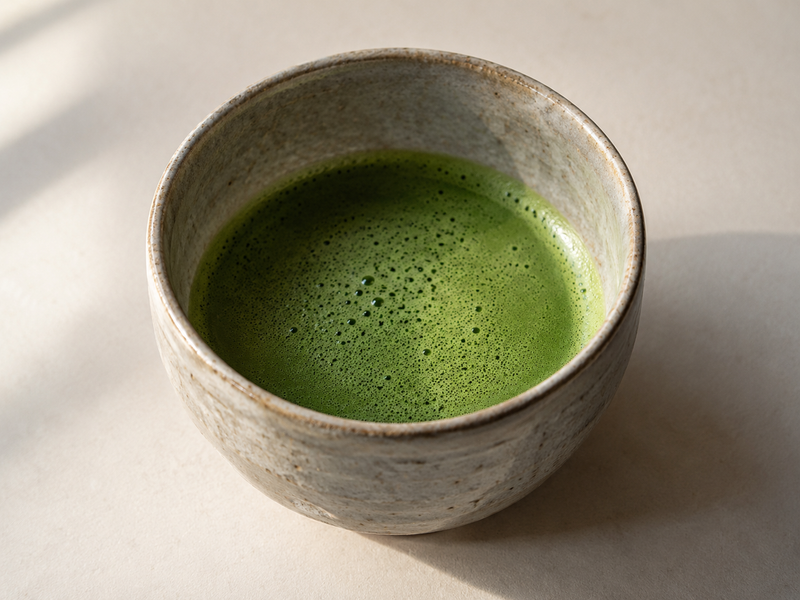 A freshly whisked bowl of usucha